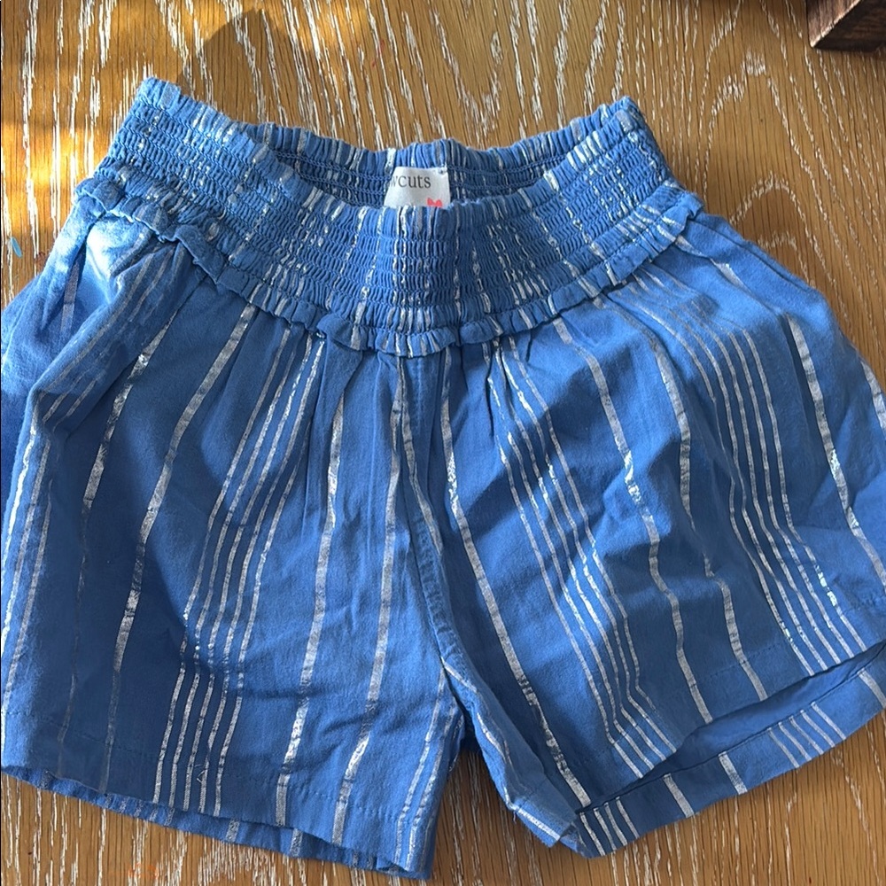 Crewcuts Girl’s Blue and Silver Striped Shorts
